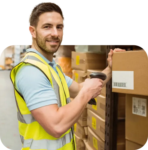 Warehouse worker scanning stock with inFlow Inventory