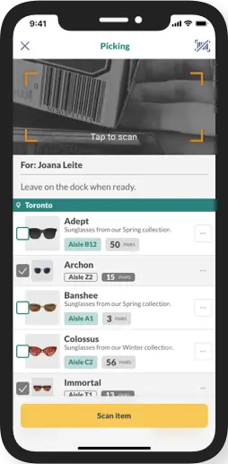 inFlow Inventory's mobile app barcode scanner
