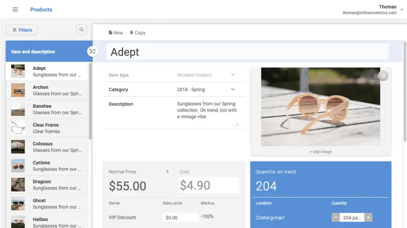 inFlow Inventory's web interface