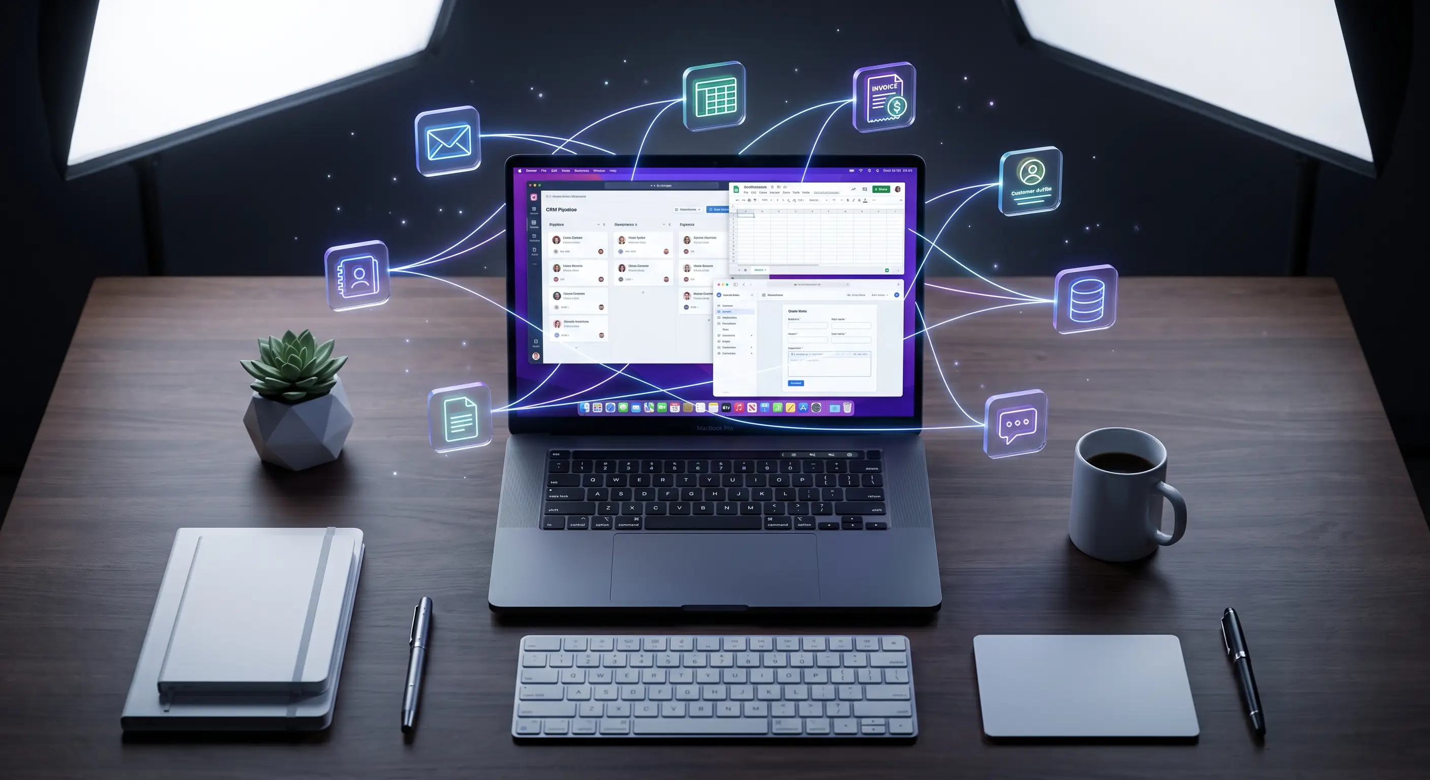 Image showing the interlinking of apps, sharing data and a common workflow